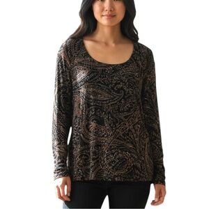 Chico’s Travelers Black Paisley Wrinkle-Resistant Top - Extra Large (Chico’s 3)